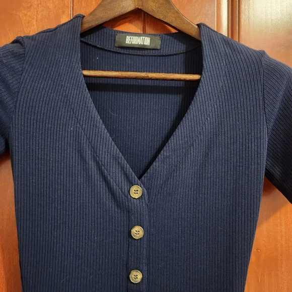 Reformation Cardinal Mini Dress, Navy - Picture 2 of 6
